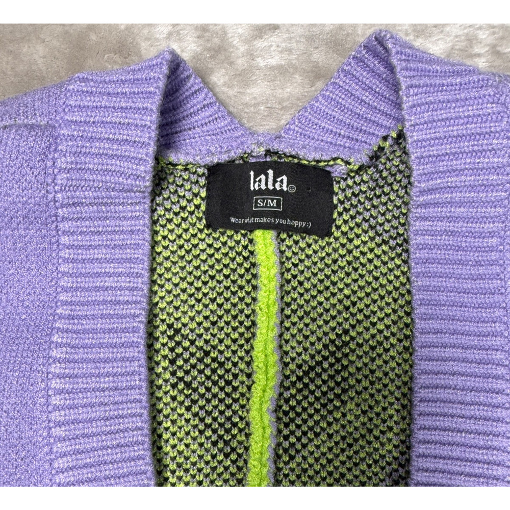 Dressed in LaLa Too Cool For You Oversized Alien Cardigan in Lavender Womens SM - Picture 3 of 6